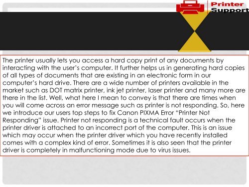 Fix canon pixma printer not responding Error
