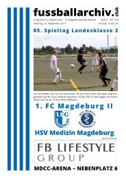 Programm 2017/18 LK 2 - 1. FC Magdeburg - HSV Medizin Magdeburg