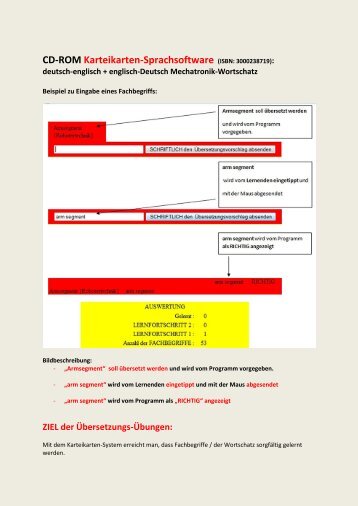 Karteikarten-Sprachsoftware: deutsch-englisch Mechatronik-Wortschatz