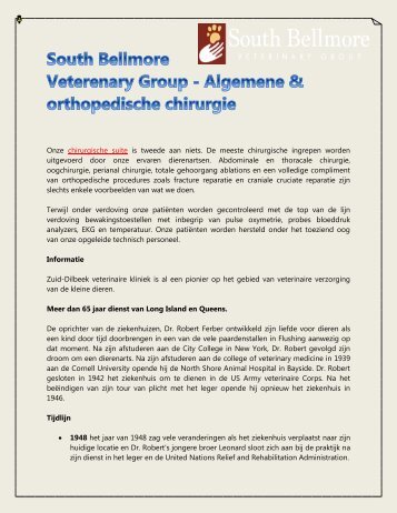 South Bellmore Veterenary Group - Algemene & orthopedische chirurgie