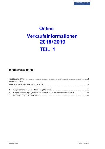 ONLINE Verkaufsinformationen 2018