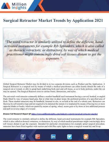 Global Surgical Retractor Market Trends by Application 2021