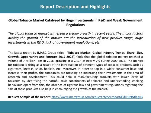 Global Tobacco Market Share, Size, Trends and Forecast 2017-2022