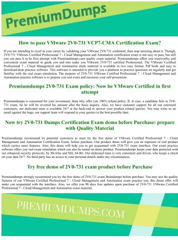 2V0-731 VMware Exam Questions Updated 2017