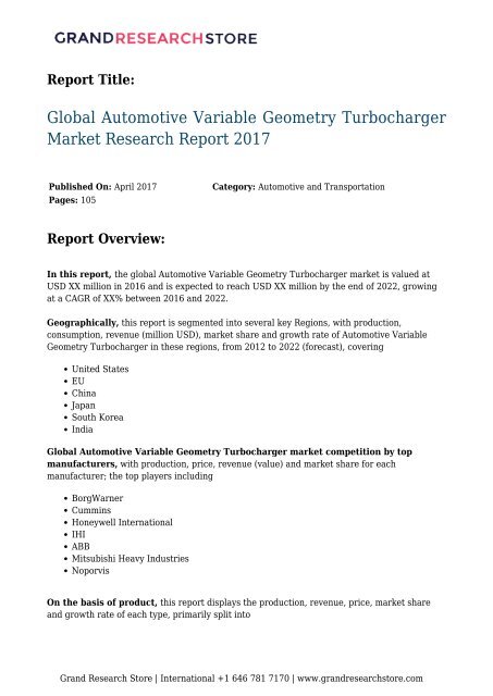 global-automotive-variable-geometry-turbocharger-market-research-report-2017-grandres