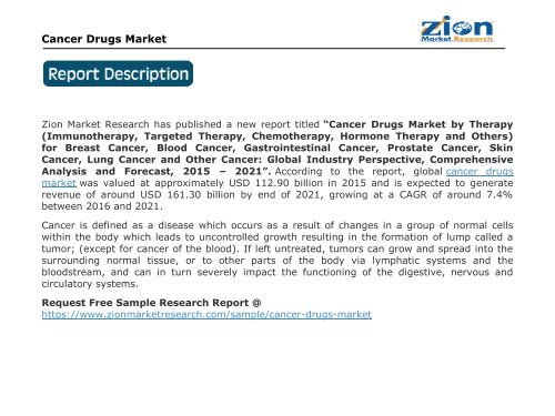 Global Cancer Drugs Market, 2016 – 2022