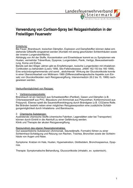 Verwendung von Cortison-Spray bei Reizgasinhalation in der ...