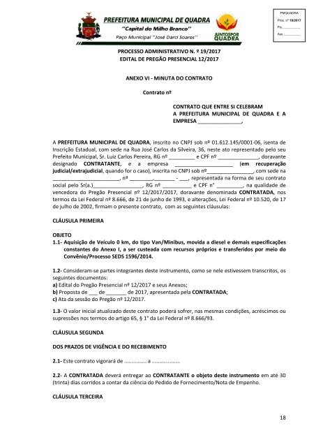 Edital Pregão Presencial PMQ 12_2017_Veículo para Assistência Social