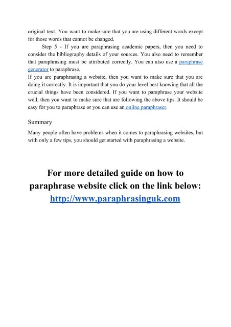 Step-By-Step Guide on How to Paraphrase Website