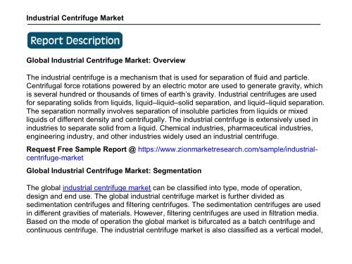 Global Industrial Centrifuge Market, 2016–2024