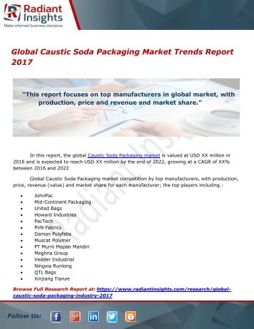 Global Caustic Soda Packaging Market Trends Report 2017 
