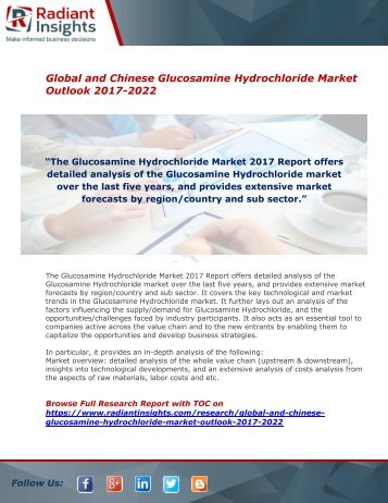 Glucosamine Hydrochloride Market Share,Size And Forecast Report 2017 By Radiant Insights,Inc