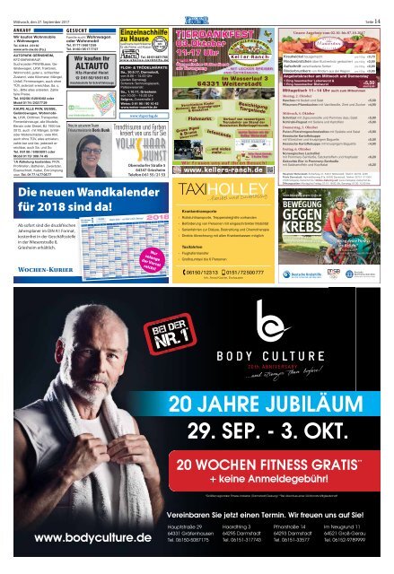 Wochen-Kurier 39/2017 - Lokalzeitung für Weiterstadt und Büttelborn