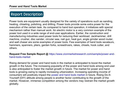 Global Power and Hand Tools Market, 2015-2021