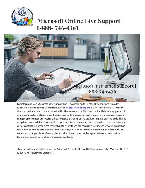 247 chat services are also provided Microsoft live support