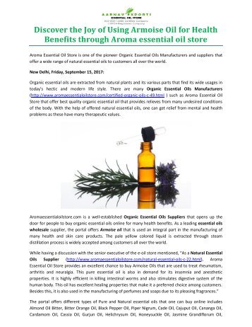 Discover the Joy of Using Armoise Oil for Health Benefits through Aroma essential oil store