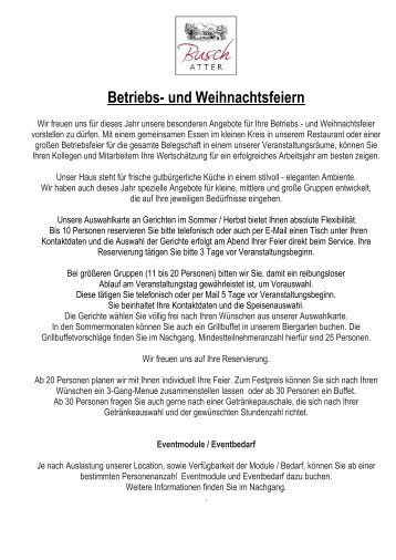 Betriebs- und Weihnachtsfeiern 2017-2