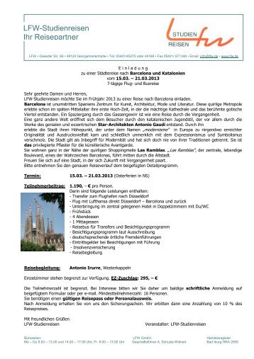 Programm (PDF) - LFW Studienreisen