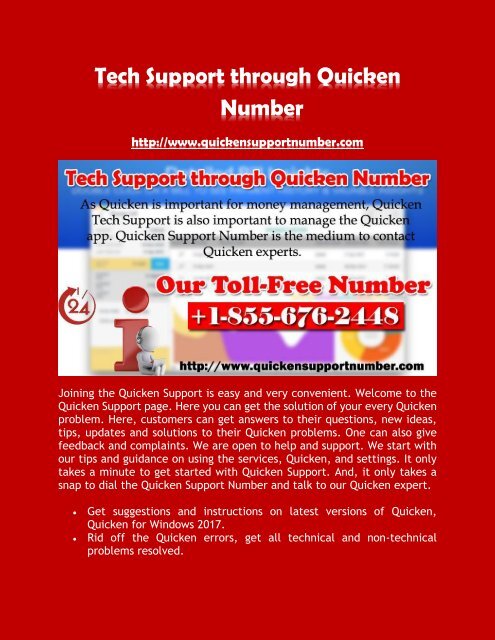 Tech Support through Quicken Number