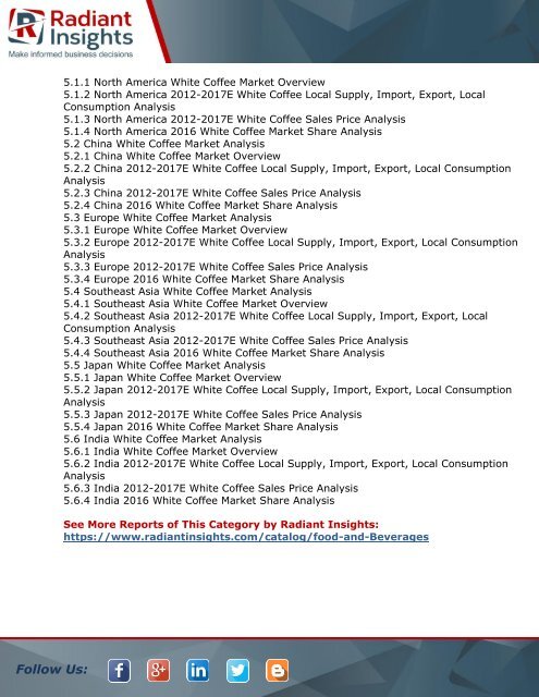 White Coffee Market 2017 Analysis, Share, Growth and Demand Forecast By Radiant Insights