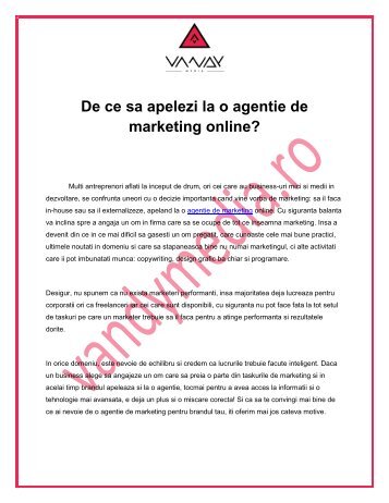 De ce sa apelezi la o agentie de marketing online