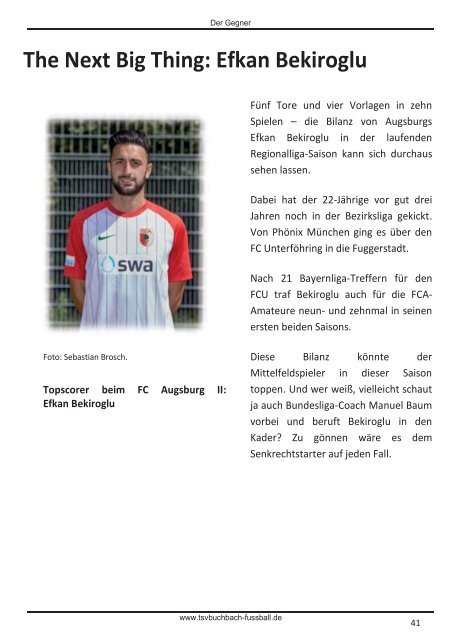Stadionzeitung TSV Buchbach - FC Augsburg II