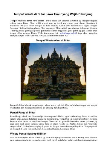 Tempat Wisata di Jawa Timur yang Wajib Dikunjungi