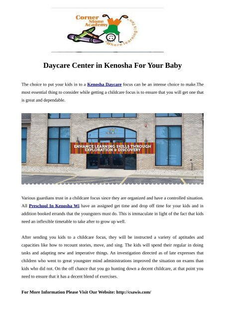 Daycare Center in Kenosha For Your Baby