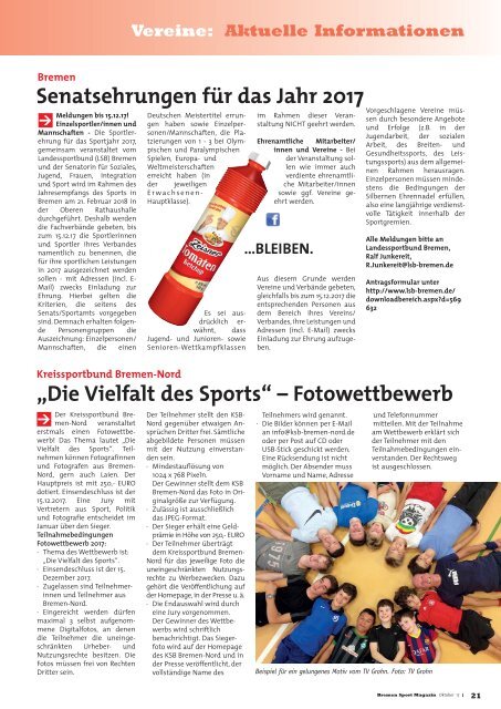 BREMER SPORT Magazin | Oktober 2017