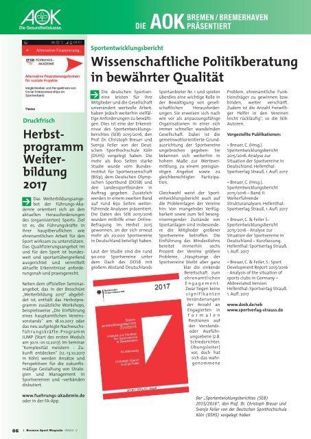 BREMER SPORT Magazin | Oktober 2017