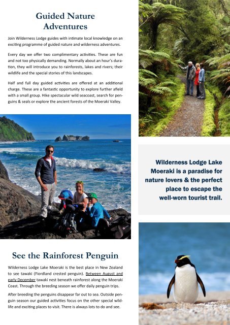 Wilderness Lodge Lake Moeraki - Guided Nature Adventures