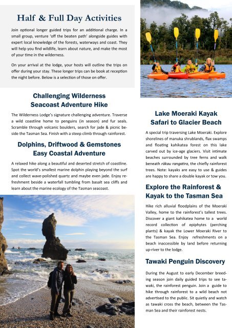 Wilderness Lodge Lake Moeraki - Guided Nature Adventures