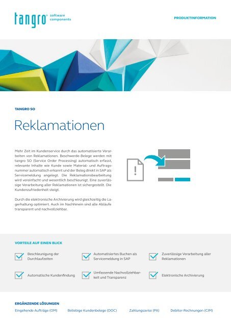 tangro Service Order Processing (Reklamationen)