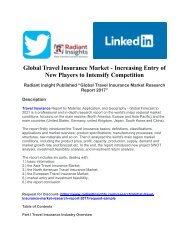 Global Travel Insurance Market - Increasing Entry of New Players to Intensify Competition