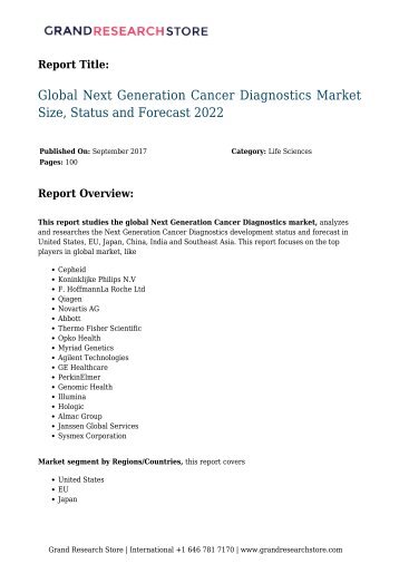 Next Generation Cancer Diagnostics Market Size, Status a