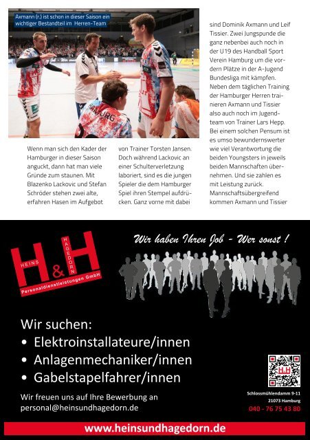 Handball Sport Verein Hamburg I Hallenheft TSV Burgdorf II
