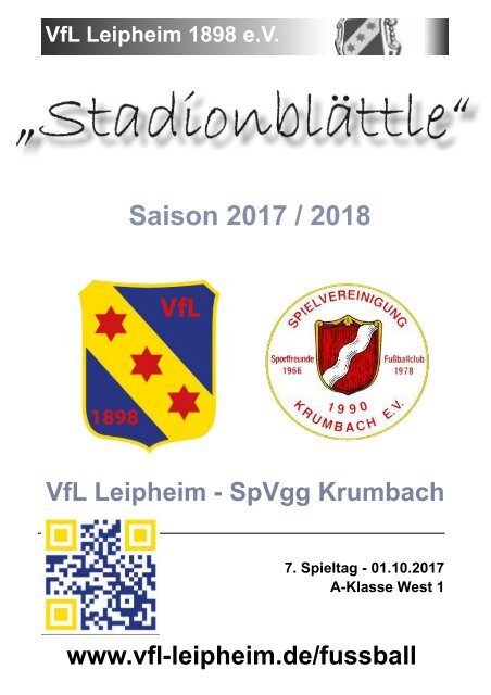 Stadionblaettle 7. Spieltag VfL Leipheim - SpVggKrumbach