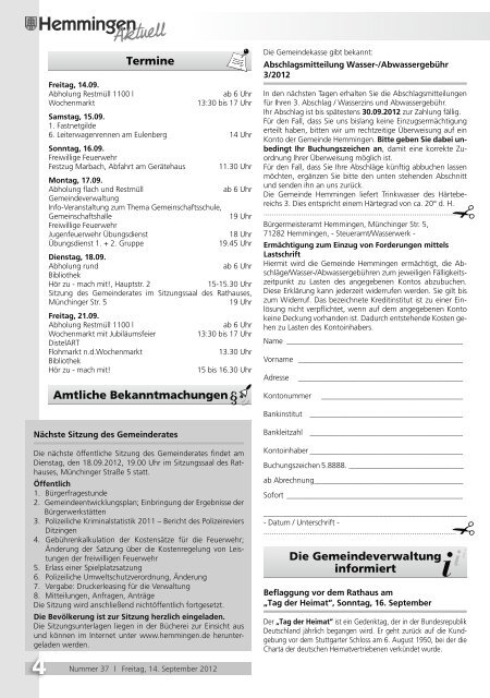 20 Jahre Hemminger Wochenmarkt 21.09.2012 - Gemeinde ...