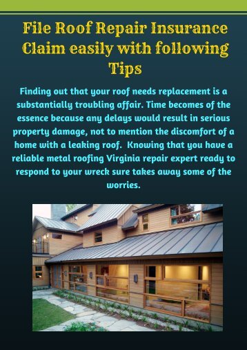 File Roof Repair Insurance Claim easily with following Tips