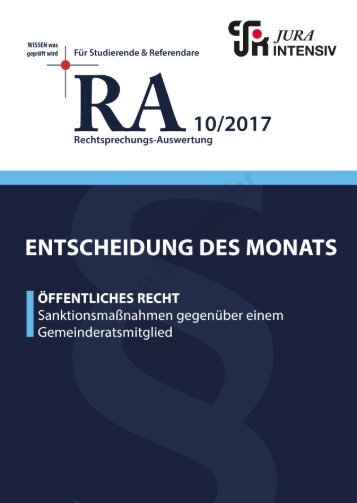 RA 10/2017 - Entscheidung des Monats
