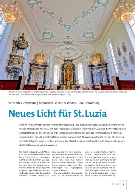 Vernetzte Technik in Kirchen - LCC Leuchtmittel E14 und E27