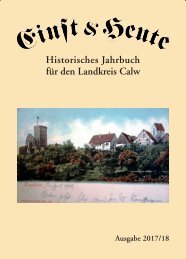Einst & Heute – Historisches Jahrbuch für den Landkreis Calw – Ausgabe 2017/18