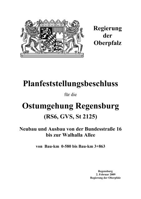 Planfeststellungsbeschluss Ostumgehung Regensburg