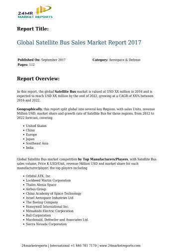 Satellite Bus Sales Market Report 2017