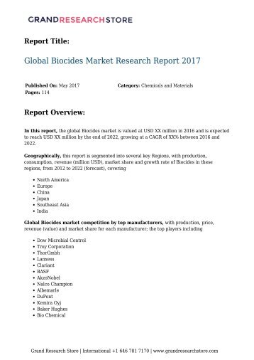 Global Biocides Market Research Report 2017