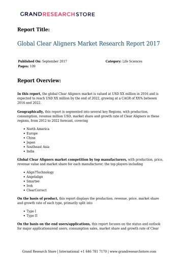 Global Clear Aligners Market Research Report 2017