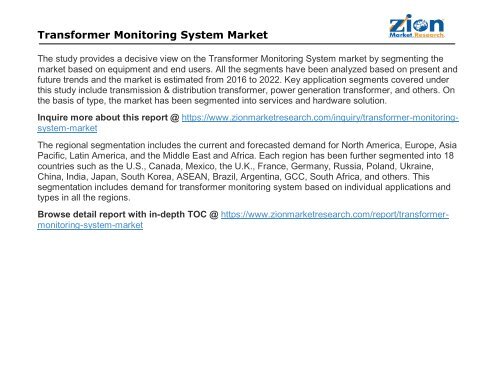 Transformer Monitoring System Market