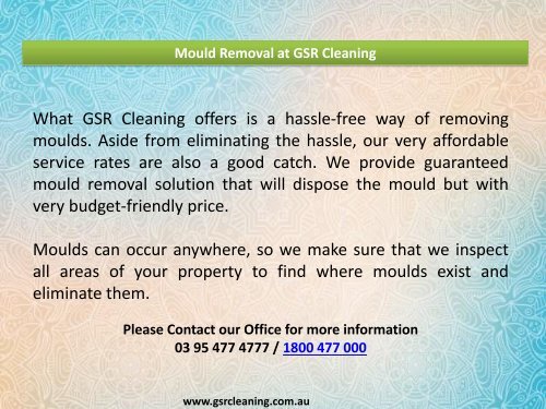 Mould Removal at GSR Cleaning