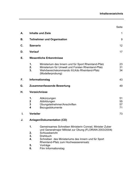 Übung „FLORIAN 2003/2004“ - beim Ministerium des Innern,für ...