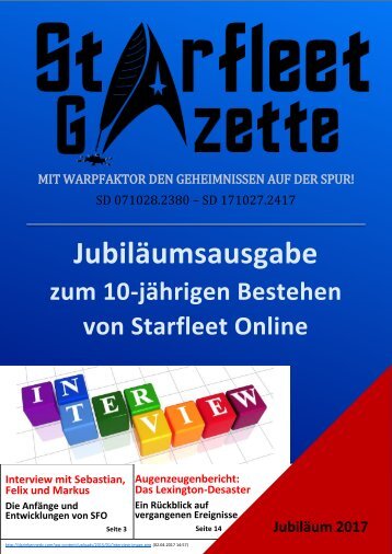 Starfleet-Gazette, Jubiläumsausgabe 2017 (10 Jahre SFO)